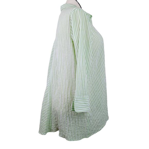 Habitat SZ M Cotton Blend Green/White Striped Button Front Lightweight Tunic - Picture 6 of 7